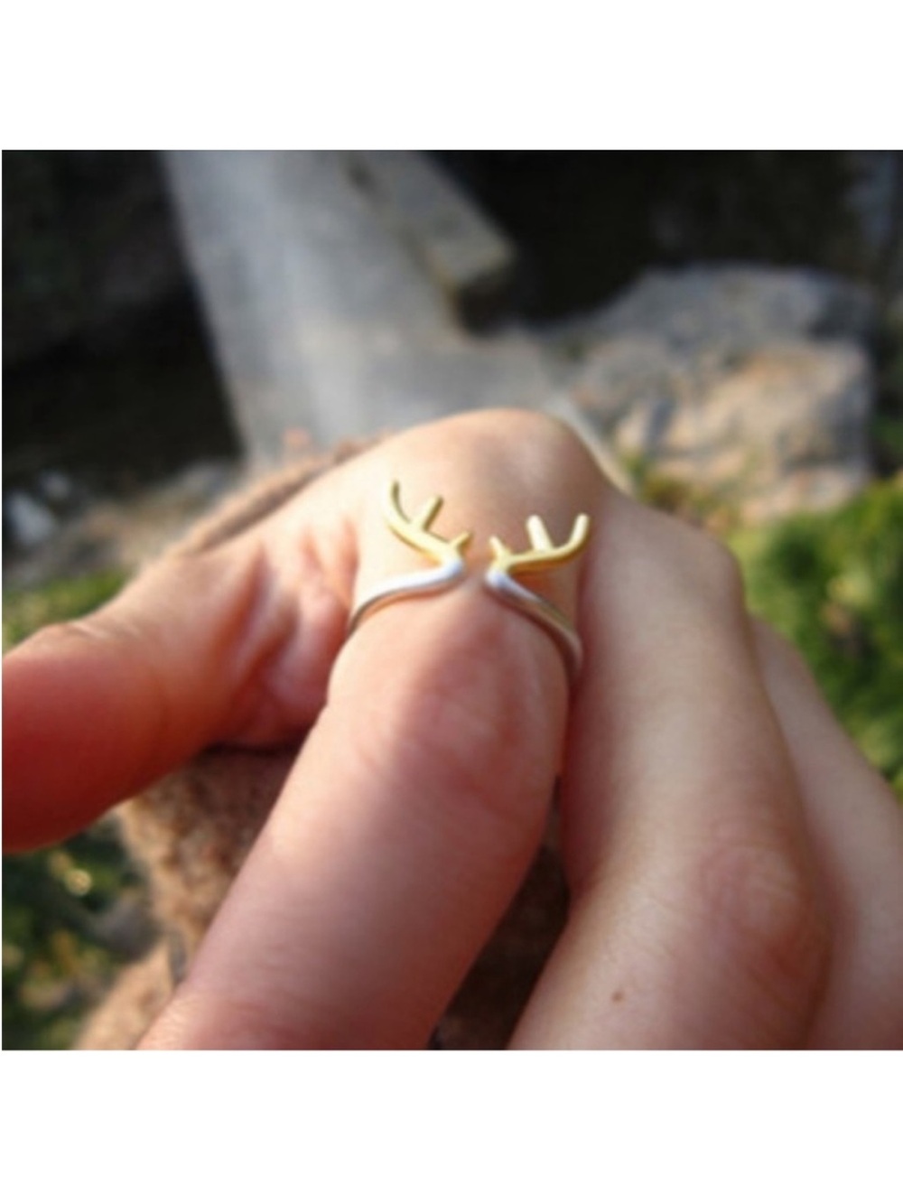 BOUTIQUE Gold or Silver Deer Antlers Ring Band - Picture 7 of 13